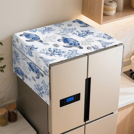 AOHMPT Refrigerator Top Cover with Storage Pockets,Non-Slip Dust-Proof Universal Cover for Washing Machine & Fridge Top,Durable Fabric 21.6"x51"