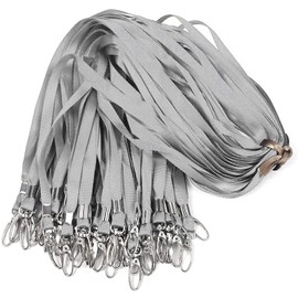 Bird Fiy Gray Lanyards 100Pcs Nylon Bulk Lanyard for Id Badges, Badge Lanyards Swivel Hooks Clips Great for Name Tags (100PCS, Gray)