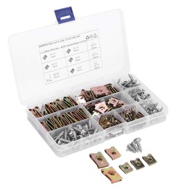 200PCS Car U Clips with Screw Assortment Kit Automotive Screws and Clips, 6/8/10/12 Assortment Interior Trim Fasteners with Stainless Steel Screws for Dash Door Panel Interior U Nut and Screw Clip