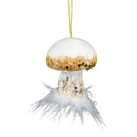 White Mushroom 6x7cm - Christmas Tree Hanging Decorations Festive Decorative Ornaments Fairy Tale Themed Xmas Tree Pendant