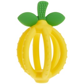 Itzy Ritzy Teething Ball & Training Toothbrush - Silicone, BPA-Free Bitzy Biter Lemon-Shaped Teething Toy Features Multiple Textures to Soothe Gums & an Easy-to-Hold Design (Lemon)