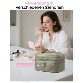 LOVEVOOK Hanging Toiletry Bag, Waterproof Toiletry Bag for Women, with Hooks, Large Wash Bag, Wash Bag, Cosmetic Bag, Cosmetic Case, Cosmetic Bag, Green, M