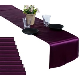 MDS 5 unidades Boda 30,5 x 274,3 cm satén camino de mesa Decoración Boda Banquete más de 30 Color, Berenjena, 1