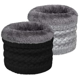 ehsbuy Tube Scarf Men Women Ski Neckerchief Neck Warmer Winter Neckerchief Loop Scarf Men's Neck Warmer with Mouth Breathable for Skiing Motorcycle Sports, Knitted Black Gray