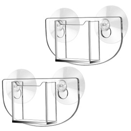 Briwooody 2 Pcs Window Mount Business Card Holder with Suction Cups Acrylic Vertical Card Holder Single Pocket Organizer Clear Card Holder Appointment Cards Acrylic Display Holder for Home Office