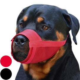 CollarDirect Adjustable Dog Muzzle for Small Medium Large Dogs Set of 2PCS Soft Breathable Nylon Safety Dog Mouth Cover Anti Biting Barking, Pet Muzzles for Dogs Black Red (L/XL, 2 Blacks)