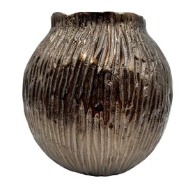 Bergamo Art 8 Inch Tall Decorative Handmade Aluminum Flower Vase in Bronze