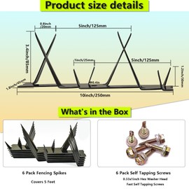 WHCDSTGJ Metal Anti Climb Spikes for Fences and Walls, Effectively Avoided Invaders Climbing Attempts.(Size 60 inches)