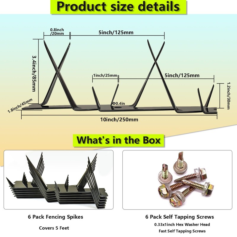 WHCDSTGJ Metal Anti Climb Spikes for Fences and Walls, Effectively