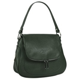 Samantha Look Women's Genuine Leather Shoulder Bag, Made in Italy, Business Crossbody Elegant Handbag with Expandable Compartment, 021680, dark green