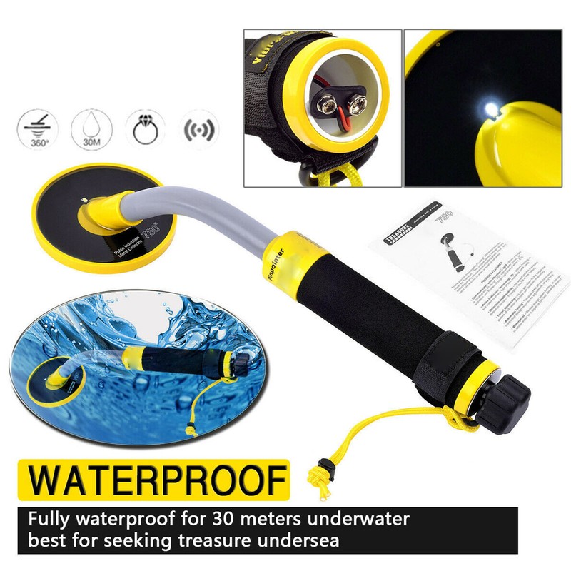 Handheld Underwater Metal Detector 100 Feet Waterproof Pulse Induction Underwater