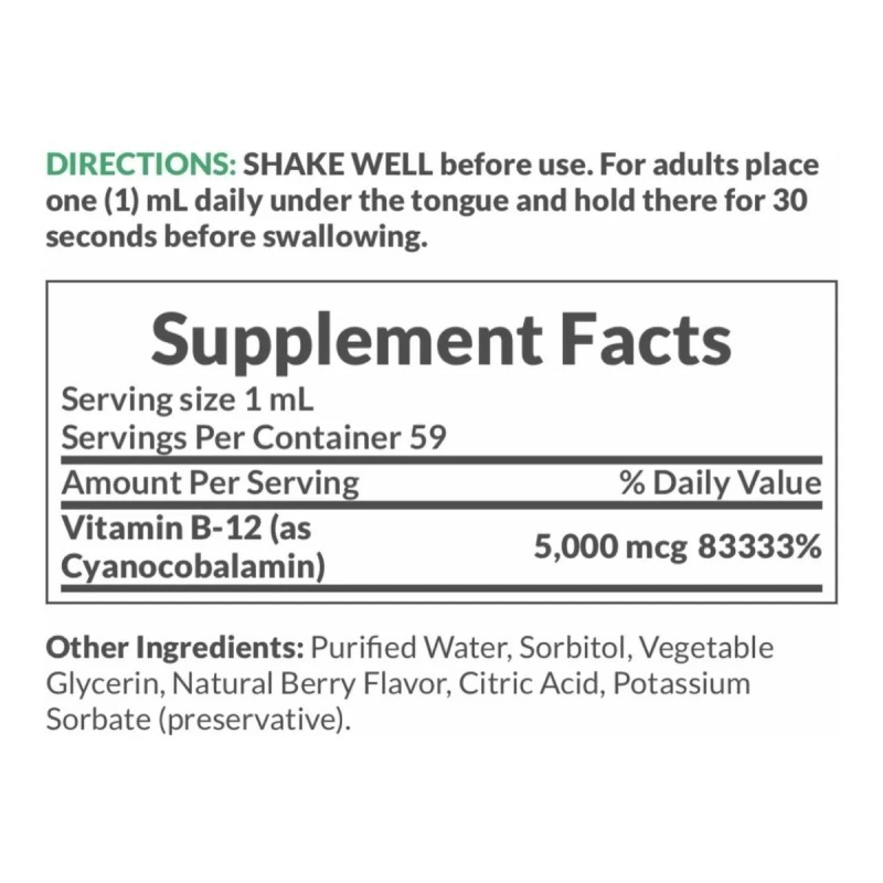 Natures Bounty Vitamin B12 5000 mcg Lquido Sublingual, Salud Cardiovascular