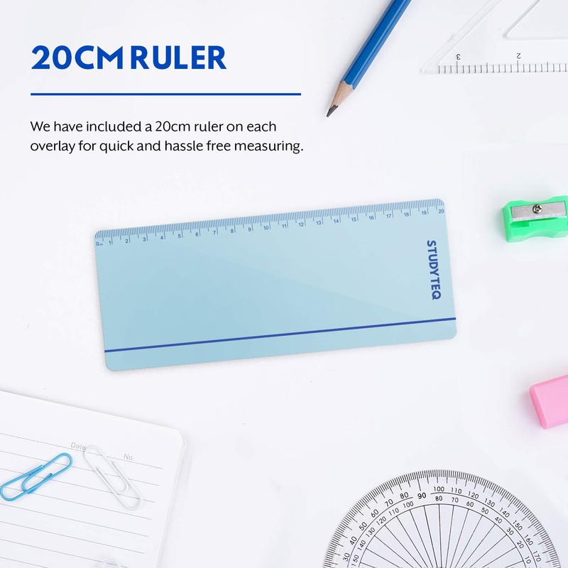 Studyteq 15 x Professional Dyslexia Coloured Reading Overlays And Rulers