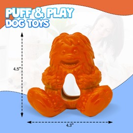 Yeti Puff and Play Dog Toy with 15 Pieces of Nuggets - Long-Lasting Chew Toy for Dog, Stimulating Chew Toy for Teething, Behavior Training, Anxiety Calming, Light to Moderate Chewers, Orange
