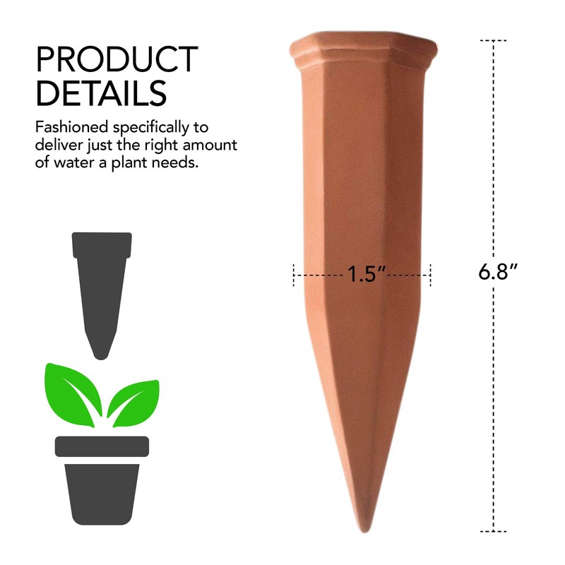 Plant Self-Watering Stakes for Indoor Outdoor Plants (4 Count) Terracotta