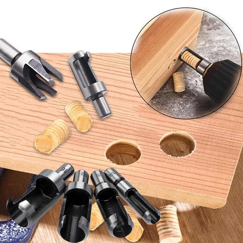 Bestgle Tenon Drill Bit Set 8 Pieces Wood Plug Cutter