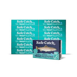Safe Catch Smoked Rainbow Trout Fillets in Water, Skinless and Boneless Canned Fish, Mercury Tested, Pack of 12