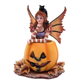 Wowser Amy Brown Mischief Fairy in a Pumpkin Figurine, Freestanding Tabletop Decoration, Fantasy Décor, 6.88 Inches