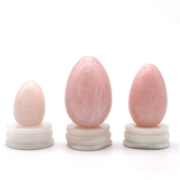 RODEREK Yoni Eggs for Women, Undrilled Jade Eggs More Safer and Healthier, 3pcs Multiple Sizes Massage Healing Stone, Natural Rose Quartz Exercise Eggs, PC Muscles Training and Kegel Exercise Tools