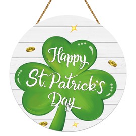 St Patricks Day Wreath St Patricks Day Door Decorations Shamrock Wreath Wooden Front Door Hanger Hanging Sign for Wall Indoor Home Decor