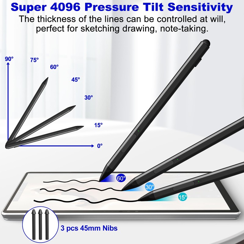 Surface Pro Pen for Surface Pro 9/10/11/8/X/7/7 plus/6/5/4/3, Surface Book/Laptop/Go/Studio,