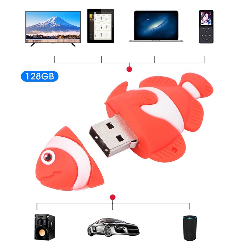 Cartoon U Disk Red Clownfish Appearance High Speed Bulk Storage
