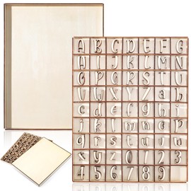 Geelin 248 Pcs 1 Inch Wood Alphabet Letters Numbers with Storage Box Blank Unfinished Wooden Letters Numbers with Rustic Storage Tray for Spelling Learning Education DIY Crafts