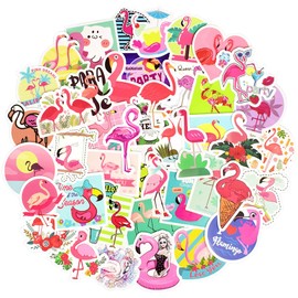 QTL Flamingo Stickers for Kids Teen Girls Flamingo Party Supplies Waterproof Vinyl Stickers for Water Bottle Laptop 50Pcs