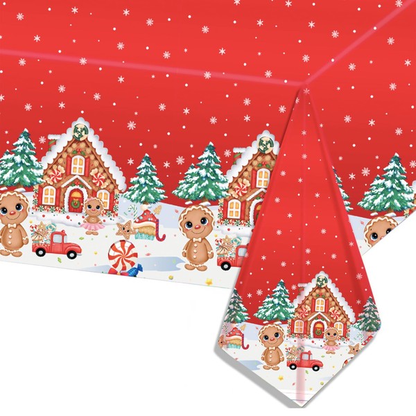 POPOYU Christmas Party Table Cloth,137 * 274cm Christmas Table Cover