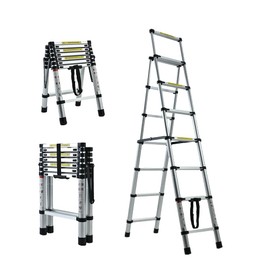 Extension Ladder 6+7 Step Ladders for Home Aluminium Herringbone Ladder 6.6ft + 7.5ft Telescoping Ladder Type A Frame Portable Compact Attic Ladder,Multi-Purpose Adjustable Ladders, Max Load 330lbs
