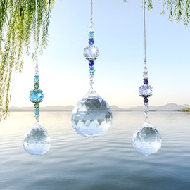 Pack of 4 Crystal Decorative Pendants, Crystal Rainbow Suncatcher, Crystal Pendant Decoration, Prism Crystal Ball, Crystals as Decoration, Crystal Pendant Ornament for Home, Office, Garden Decoration