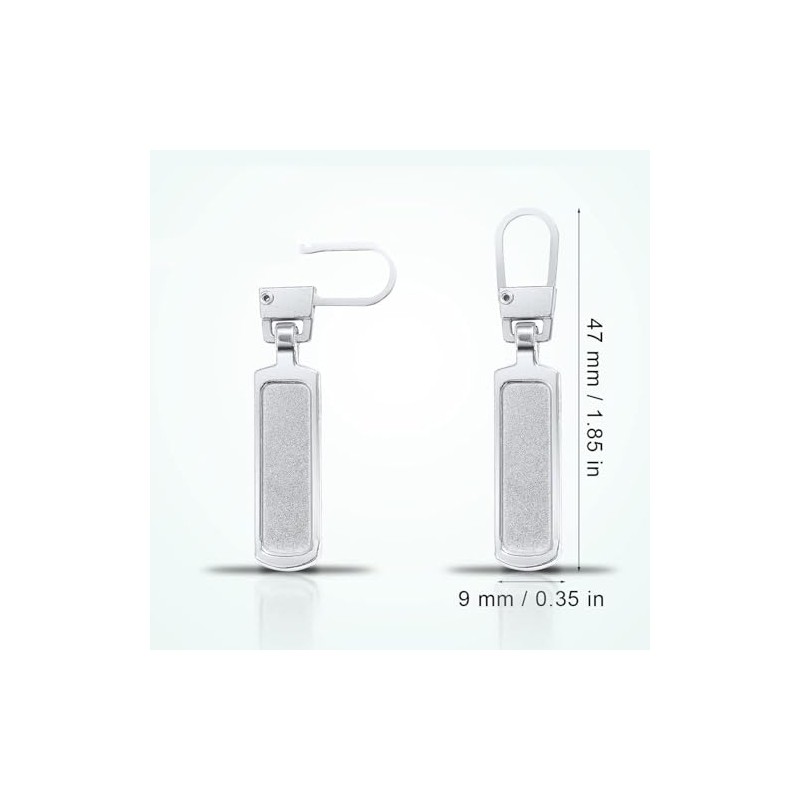 4Pcs Spare Zipper Pulls, Metal Removable Rectangle Zipper puller replacement