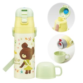 Skater SKDC4-A Children's Stainless Steel Water Bottle, 2-Way Direct Drinking, 16.5 fl oz (470 ml), Cup Drinking, 15.2 fl oz (430 ml), Bear School, Lightweight Type, For Girls, Hot and Cold Water