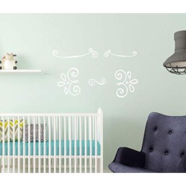 5pc Curly Doodle Swirls Wall Art Stickers Vinyl Decals Home Décor White