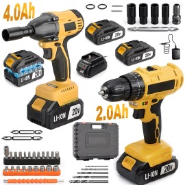 20V 3 in 1 Cordless Drill Impact Wrench Set Brushless Motor 1 2 Inch Drive 430NM Max Torque Industrial Grade DIY Powered