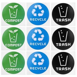 Pegatina De Reciclaje Para Bote De Basura, 60 Piezas 3,9 Pulgadas Redonda De Para Reciclar Basura Papelera Letrero Etiquetas Para Interiores Y Exteriores