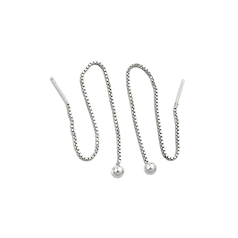 Thread Earrings Chain with Ball Silver 925