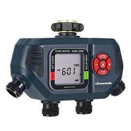 DEWENWILS Sprinkler Timer 4 Zone, Outdoor Garden Water Hose Timer Programmable, Big Screen Automatic Faucet Watering Irrigation Timer for Yard Lawn, Manual Rain Delay Mode, Low Battery Warning