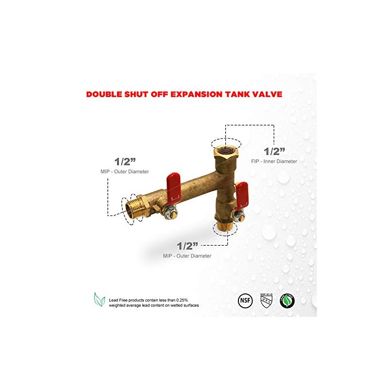 Midline Valve S3565 Double Shutoff Expansion Tank Isolator Valve, with