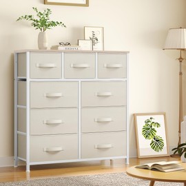 YITAHOME Dresser with 9 Drawers - Organizer Unit for Living Room, Hallway, Closets (Cream White)
