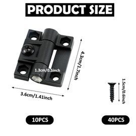 10 Pack Adjustable Torque Hinge, 43mmx36mm 4 Countersunk Holes with Mounting Screws, Position Control Hinges Door Hinges (black)