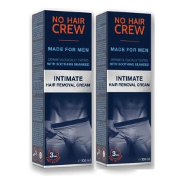 Duo Hair Crew Cremas Depilatoria Íntima Bote 100 Cada Uno Hecha Hombres Extra Suave Piel Riesgo Cortes Horas Hidratación