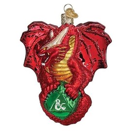 Old World Christmas Dungeons & Dragons Red Dragon Glass Hanging Ornament