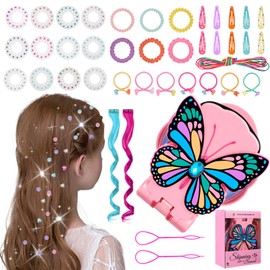 Hair Gem Stamper, Hair Accessories Kit with 180 Rhinestones, Girls' Toys, Hair Diamonds Stapler with Nail Stickers, Tweezers