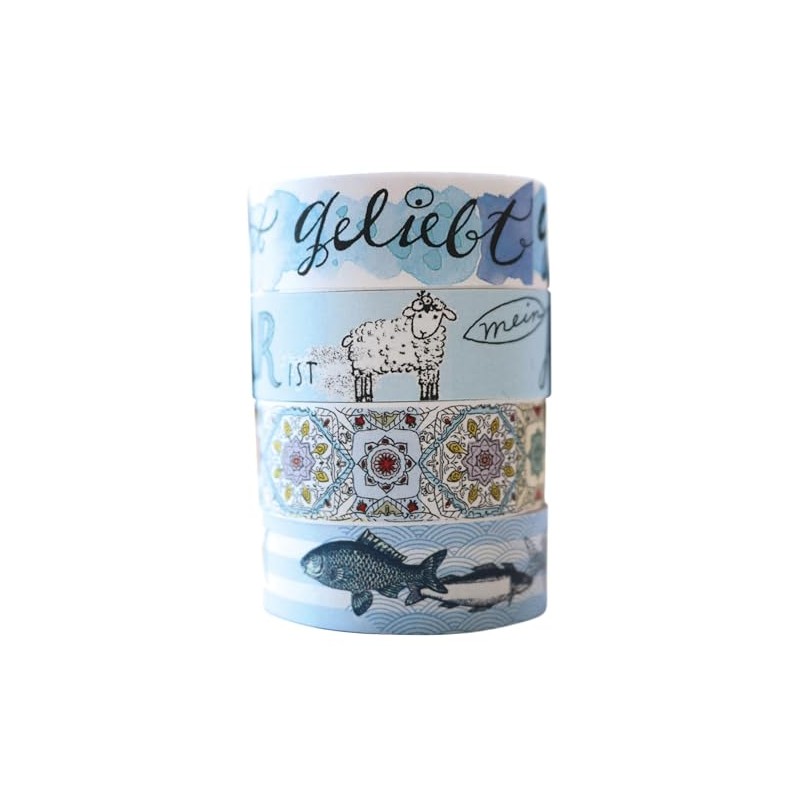 Washi Tapes Design Blau, 4 Rollen: Set