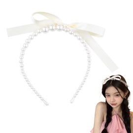 yaozeio Bow Pearl Headbands for Women Girls Hairbands for Women's Hair Accessories Beaded Pearl Headband Hair Bands Hoops Bow Hairband for Women Girls Thin Headband Hairband for Women Girls