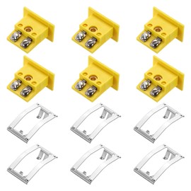 MECCANIXITY K Type Panel Mount Thermocouple Female Mini Socket High Temperature 220°C(428°F) for Thermocouple Wire Connectors Male Plug Yellow 6pcs