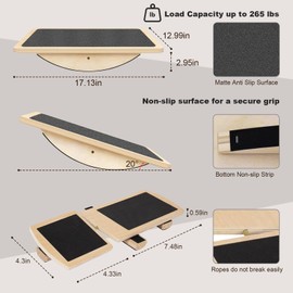 QONESSMAO Rocker Board for Physical Therapy | Professional Adult Balance Board | Anti-Slip Wood Standing Desk Balance Board for Core Strength, BAPS & Slack Board Alternative (Suitable for Men & Women)