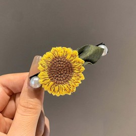 Andelaisi Boho Sunflower Hair Clip Barrettes French Flower Pearl Hair Barrette Sunflower Hair Alligator Clips Vintage Daisy Flower Hair Pin Clip Hair Accessories for Women