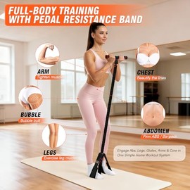 Bandas de resistencia de pedal con asas, bandas de ejercicio mejoradas para entrenamiento de cuerpo completo, núcleo, ABS, piernas, glúteos, brazos, p